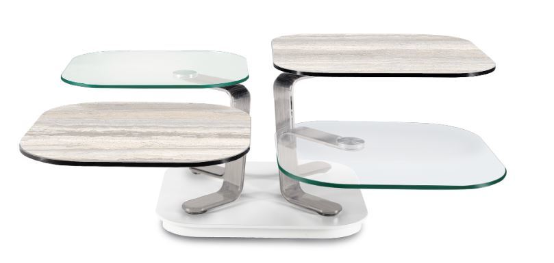 White base satin uprights travertino vento opaco top